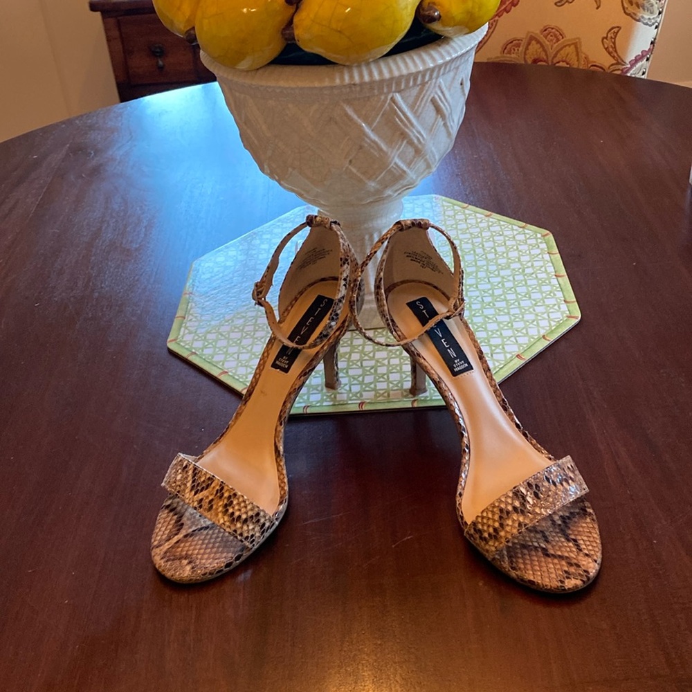 Steven by Steve Madden snakeskin print ankle strap sandal. Size 7.5.